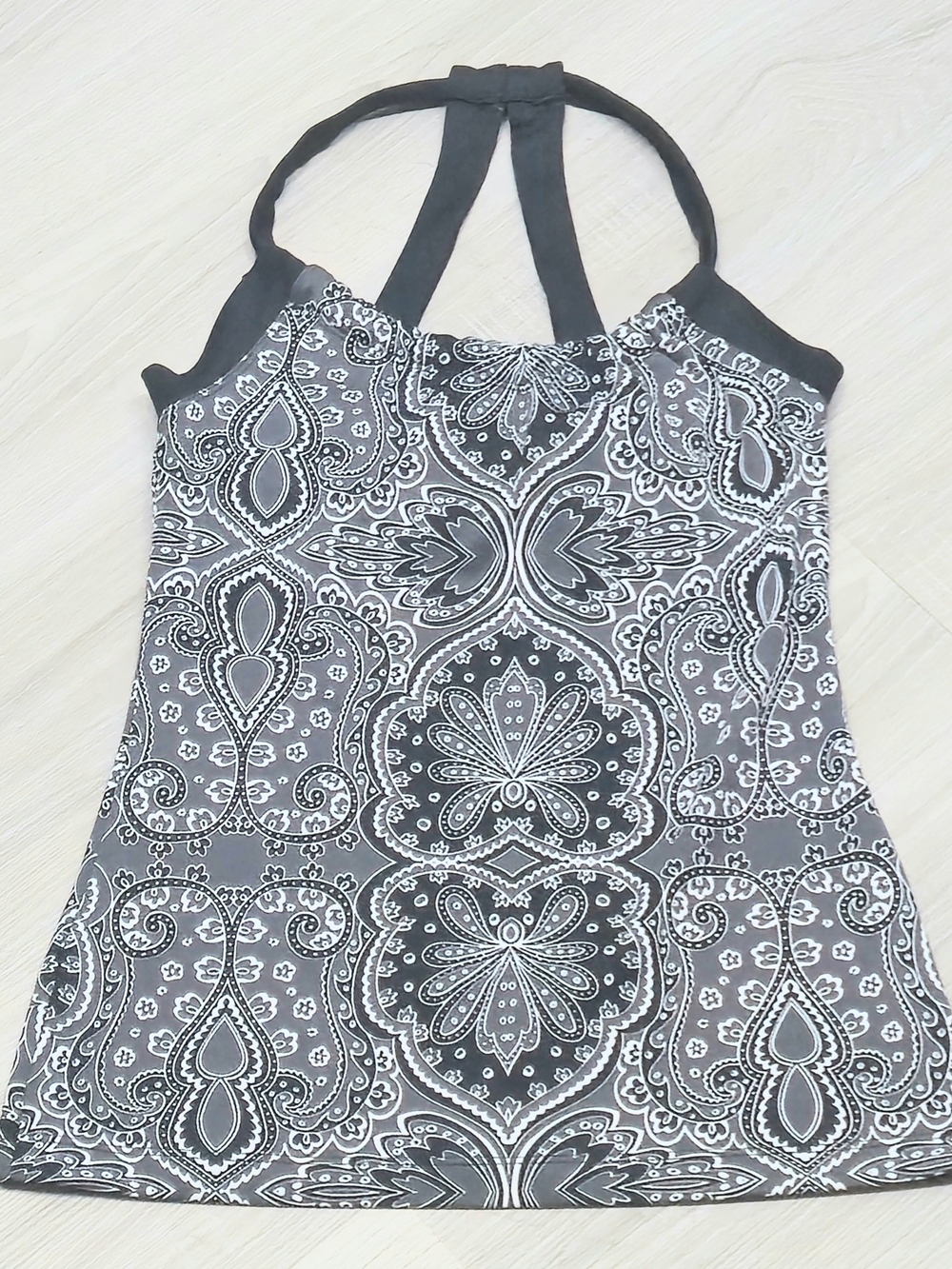 Women’s Gray Paisley Halter Tank Top